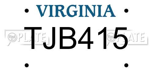 TJB415 Virginia License Plate