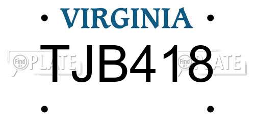 TJB418 Virginia License Plate