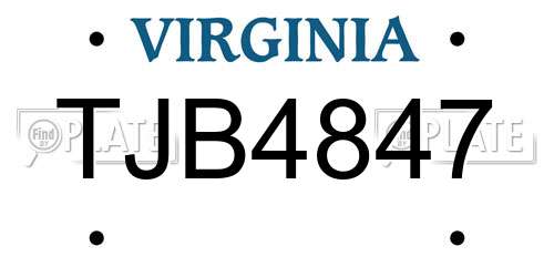 TJB4847 Virginia License Plate
