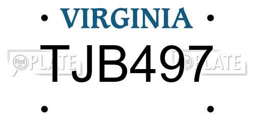 TJB497 Virginia License Plate