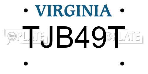 TJB49T Virginia License Plate