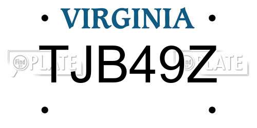 TJB49Z Virginia License Plate