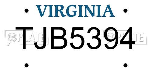 TJB5394 Virginia License Plate