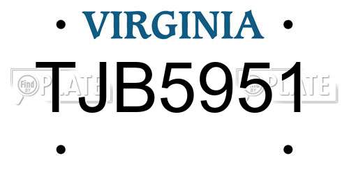 TJB5951 Virginia License Plate
