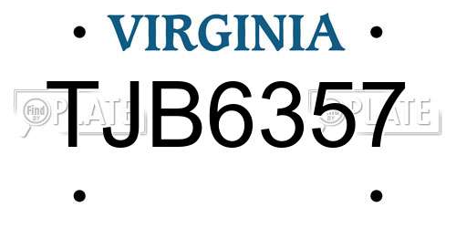 TJB6357 Virginia License Plate
