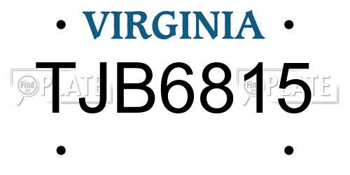 TJB6815 Virginia License Plate