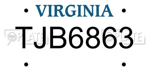 TJB6863 Virginia License Plate