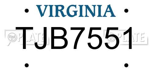 TJB7551 Virginia License Plate