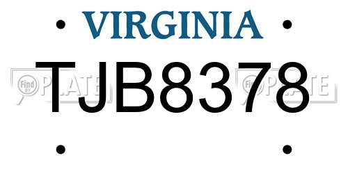 TJB8378 Virginia License Plate