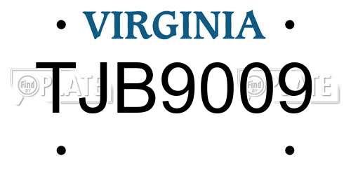 TJB9009 Virginia License Plate
