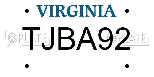 TJBA92 Virginia License Plate