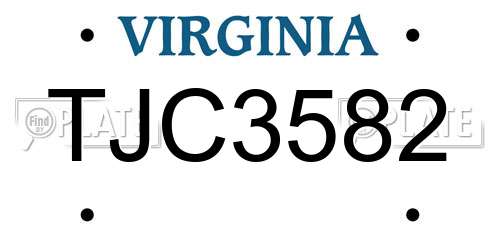 TJC3582 Virginia License Plate