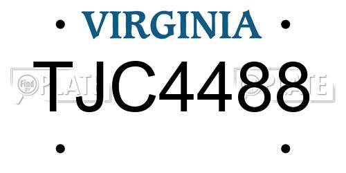 TJC4488 Virginia License Plate