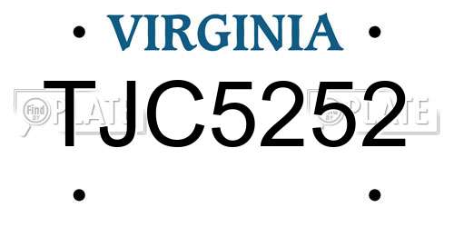TJC5252 Virginia License Plate