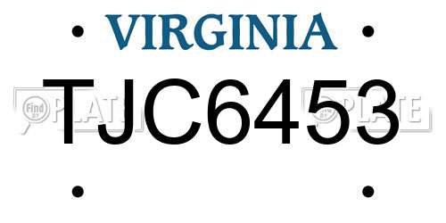TJC6453 Virginia License Plate