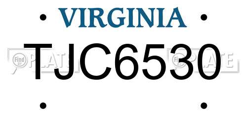 TJC6530 Virginia License Plate