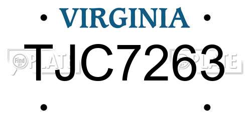 TJC7263 Virginia License Plate