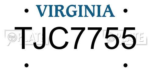 TJC7755 Virginia License Plate