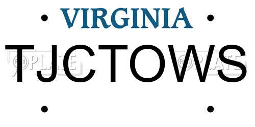 TJCTOWS Virginia License Plate