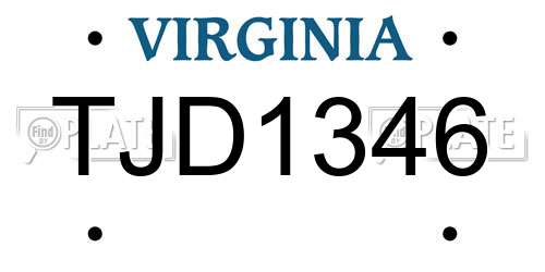 TJD1346 Virginia License Plate