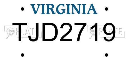 TJD2719 Virginia License Plate