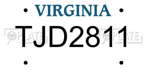 TJD2811 Virginia License Plate