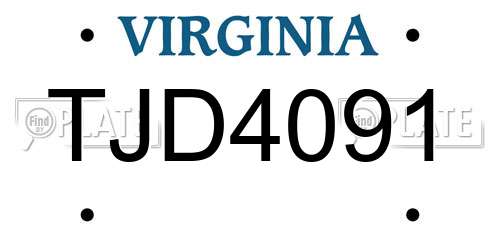 TJD4091 Virginia License Plate