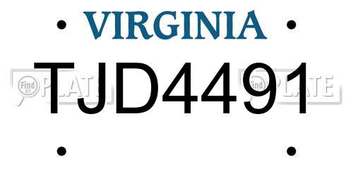 TJD4491 Virginia License Plate