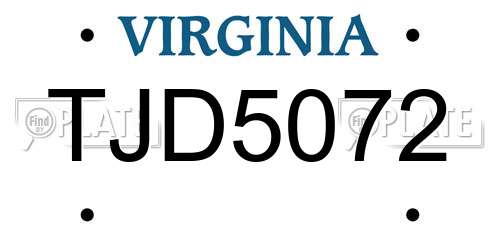 TJD5072 Virginia License Plate