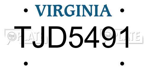 TJD5491 Virginia License Plate