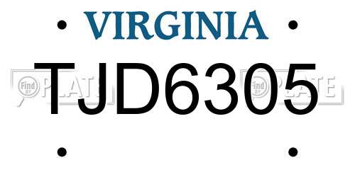 TJD6305 Virginia License Plate