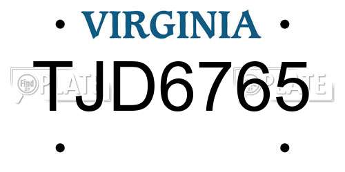 TJD6765 Virginia License Plate