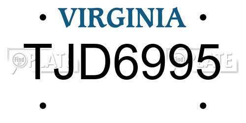 TJD6995 Virginia License Plate