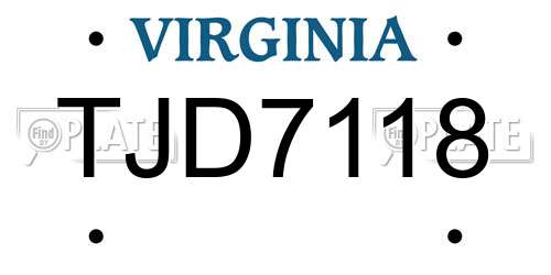 TJD7118 Virginia License Plate