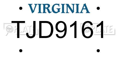 TJD9161 Virginia License Plate