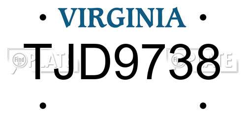 TJD9738 Virginia License Plate