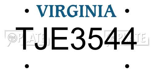 TJE3544 Virginia License Plate