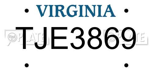TJE3869 Virginia License Plate