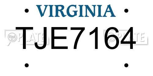 TJE7164 Virginia License Plate