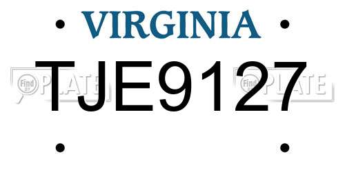 TJE9127 Virginia License Plate