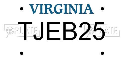 TJEB25 Virginia License Plate