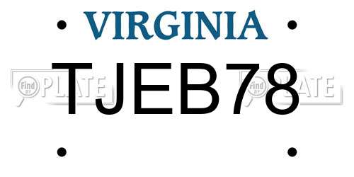 TJEB78 Virginia License Plate