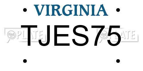 TJES75 Virginia License Plate
