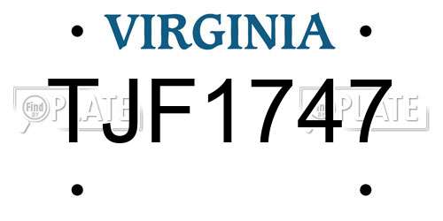 TJF1747 Virginia License Plate