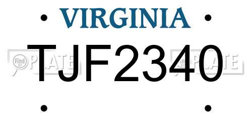 TJF2340 Virginia License Plate
