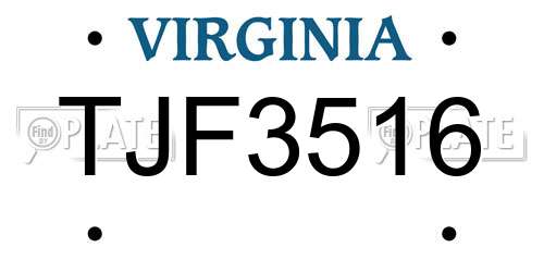 TJF3516 Virginia License Plate