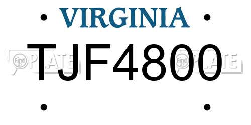 TJF4800 Virginia License Plate