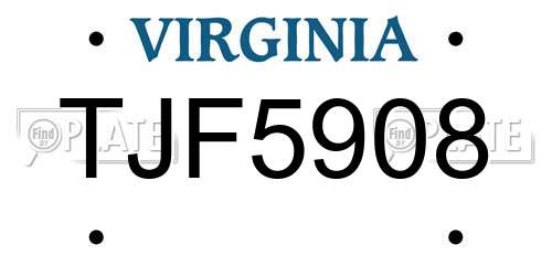 TJF5908 Virginia License Plate