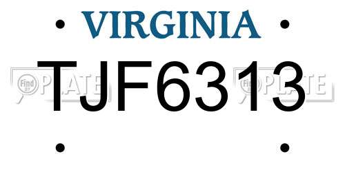 TJF6313 Virginia License Plate