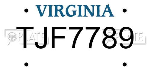 TJF7789 Virginia License Plate